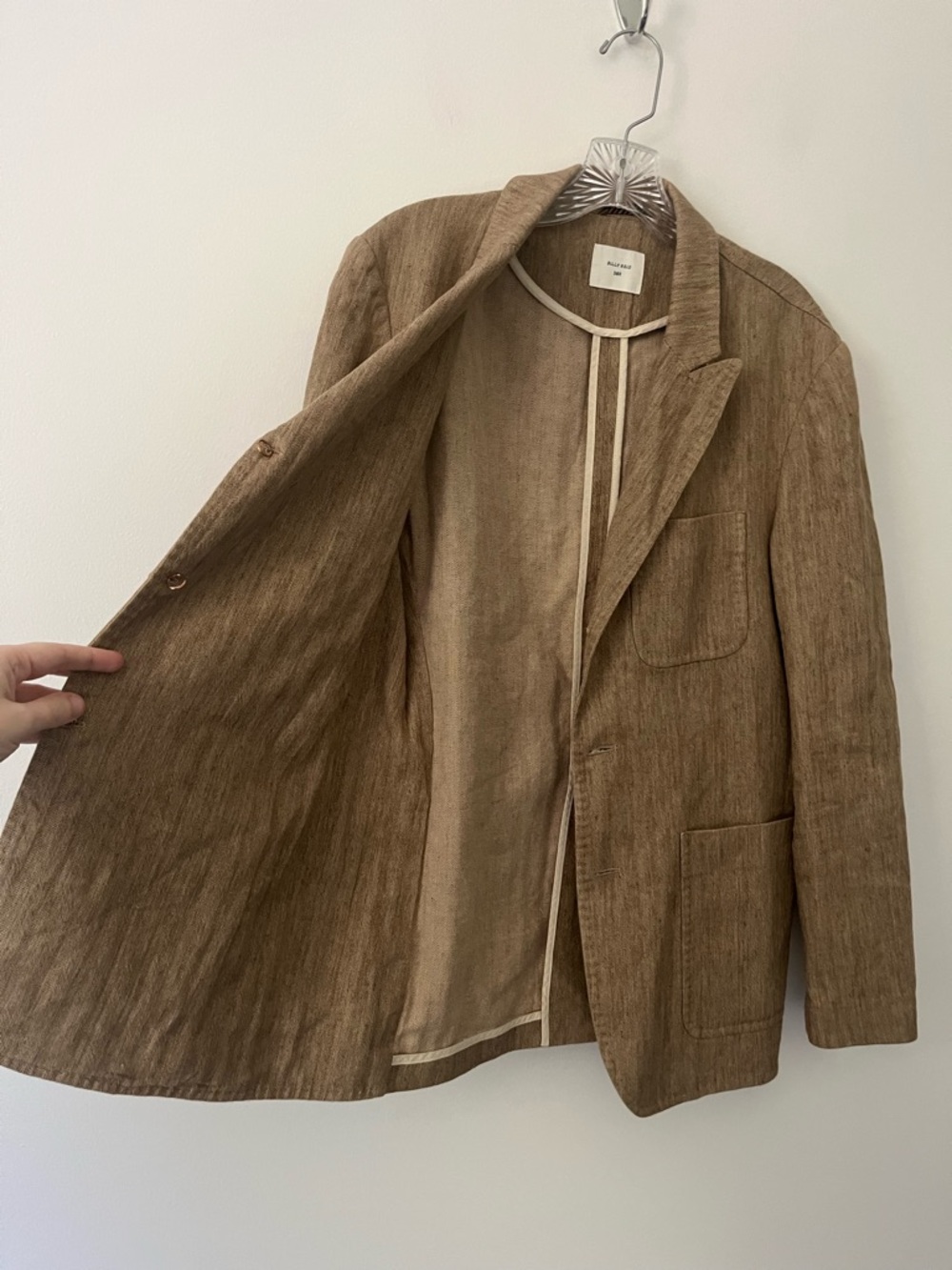 Billy Reid Cotton Linen Herringbone 3 Button Single Breasted Blazer Jacket 38R - Picture 4 of 12